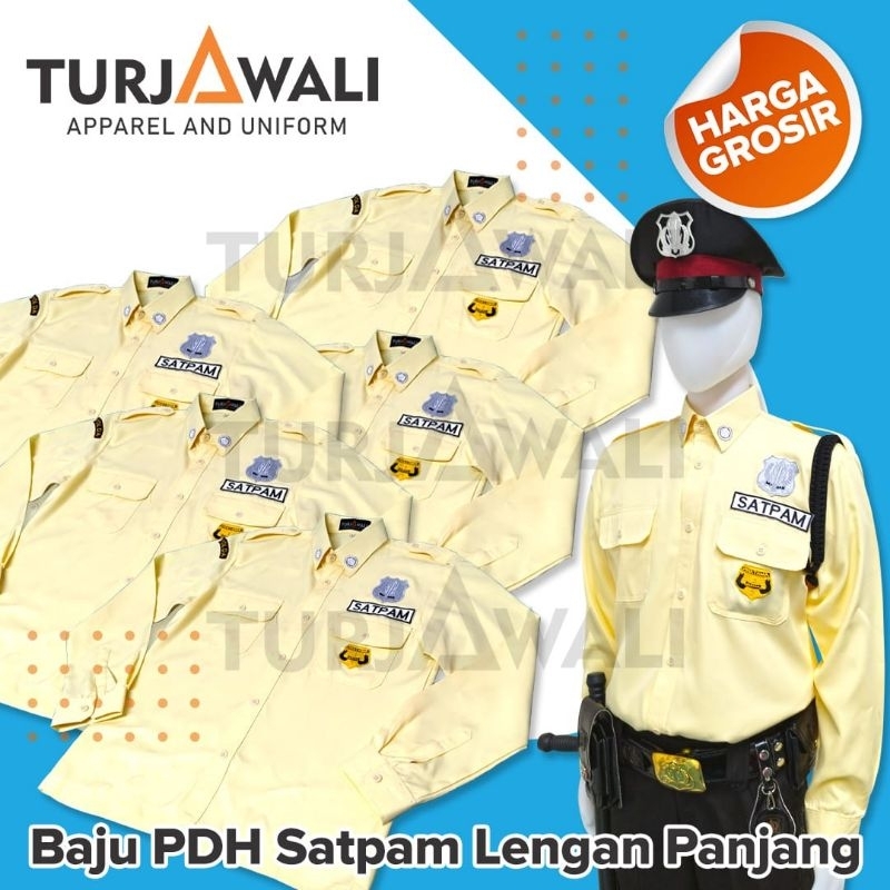 Jual seragam pdh crem lengan panjang , seragam pdl sus satpam security