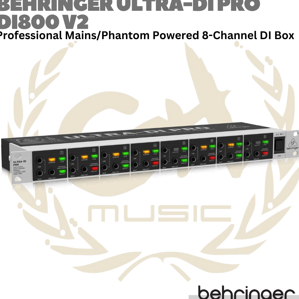 Jual BEHRINGER ULTRA DI PRO DI800 V2 Phantom Powered 8 Channel Rack DI