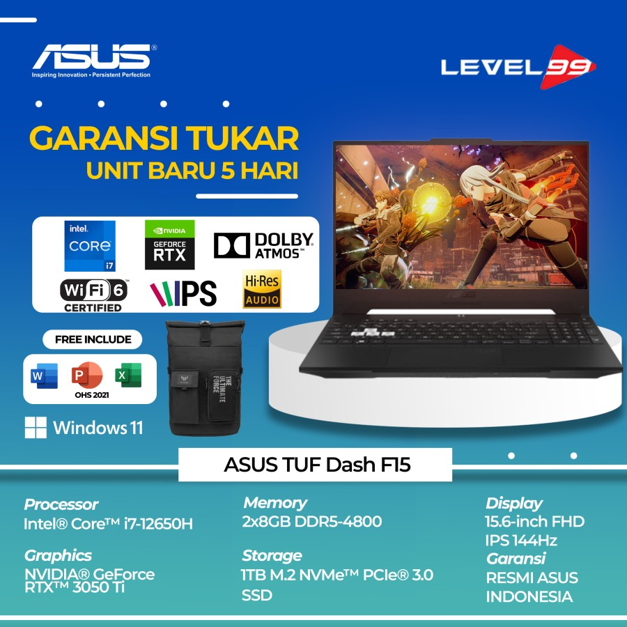 Jual Laptop Gaming Asus Tuf Dash F Fx Ze I R B T O I H Gb