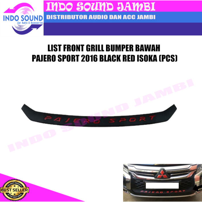 Jual LIST FRONT GRILL BUMPER BAWAH PAJERO SPORT 2016 BLACK RED ISOKA ...