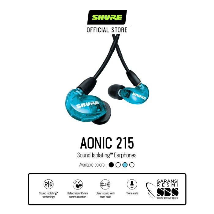 Shure Aonic215 Blue Sound Isolating Earphone