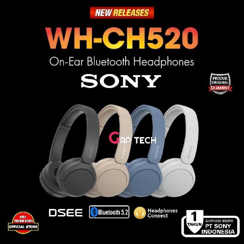 Jual Headphone SONY WH-CH520 Bluetooth On Ear - Headset WH CH 520 - BLUE di  Seller DBklik SURABAYA Official Store - DBKlik Surabaya - Kota Surabaya