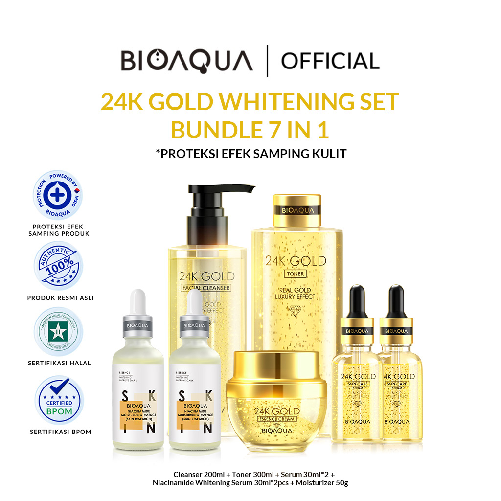 Jual BIOAQUA 24K Gold Skincare Paket Anti aging Set With Brightening
