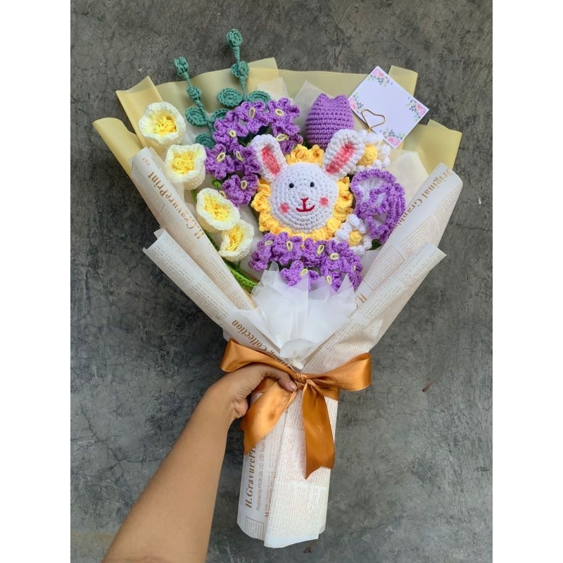 Jual Buket Bunga Rajut Bunny series/Crochet flower bouquet | Shopee ...