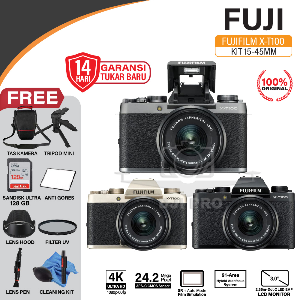 Jual FUJIFILM XT100 KIT 1545MM FUJI XT100 XT 100 CAMERA MIRRORLESS