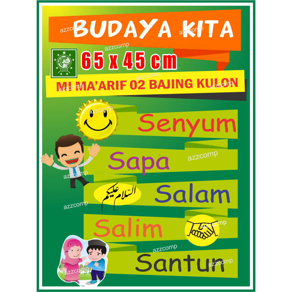 Jual Poster Pendidikan Budaya 5 S Senyum Sapa Salam Salim Santun