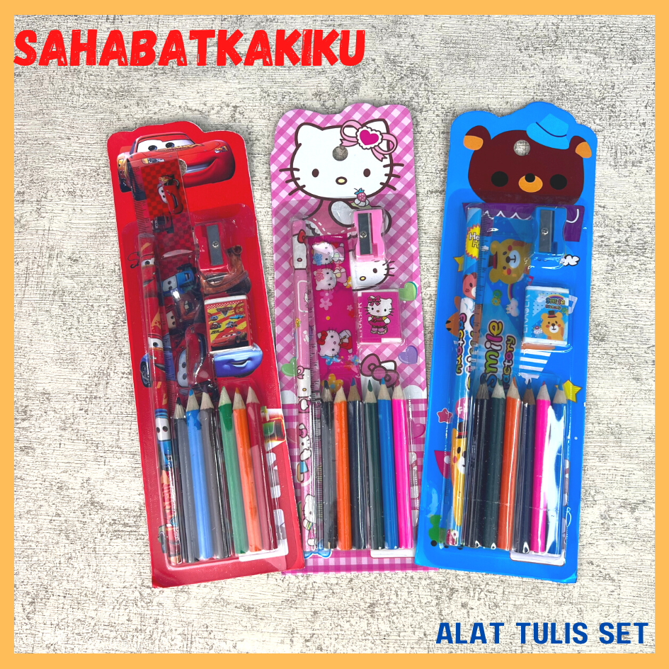 Jual Alat Tulis Set 10 In 1 Karakter Alat Tulis Set Dengan Pensil