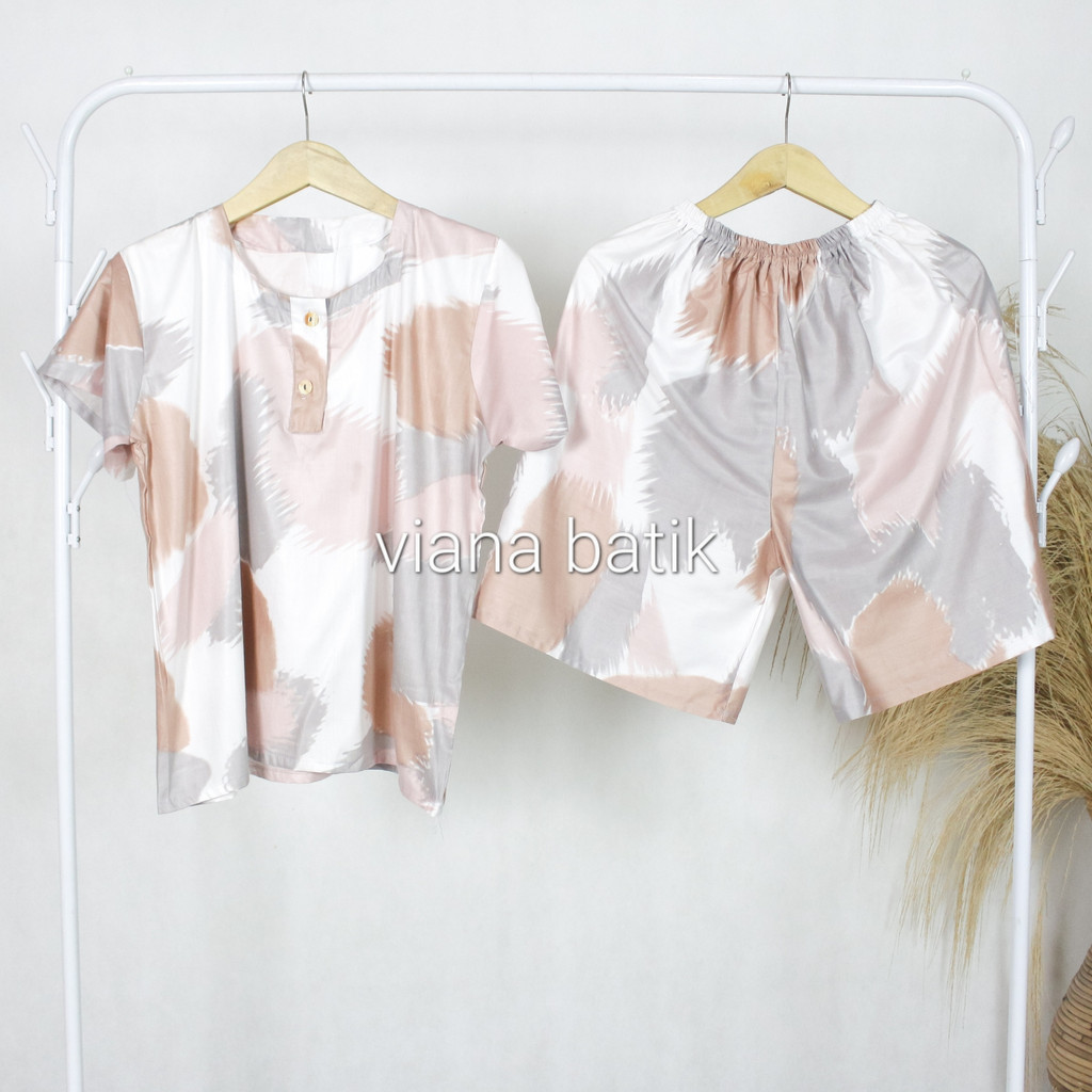Jual Setelan Baju Tidur Lengan Pendek Dewasa Piyama Celana Pendek Rayon