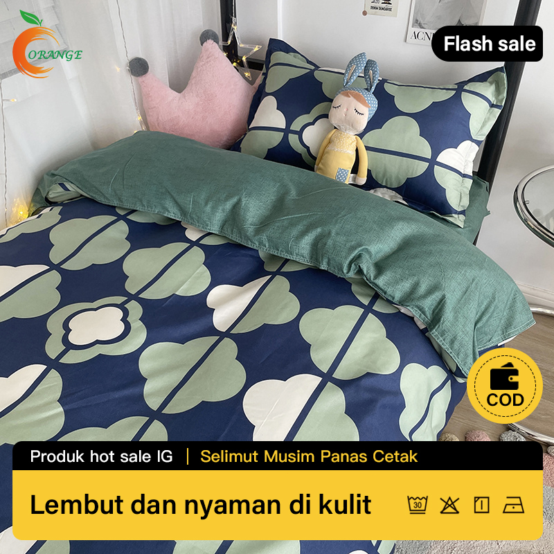 Jual Selimut bedcover（bedcover only tipis Estetika Grid Korea 120x200 160X200 180X200 Lembut dan