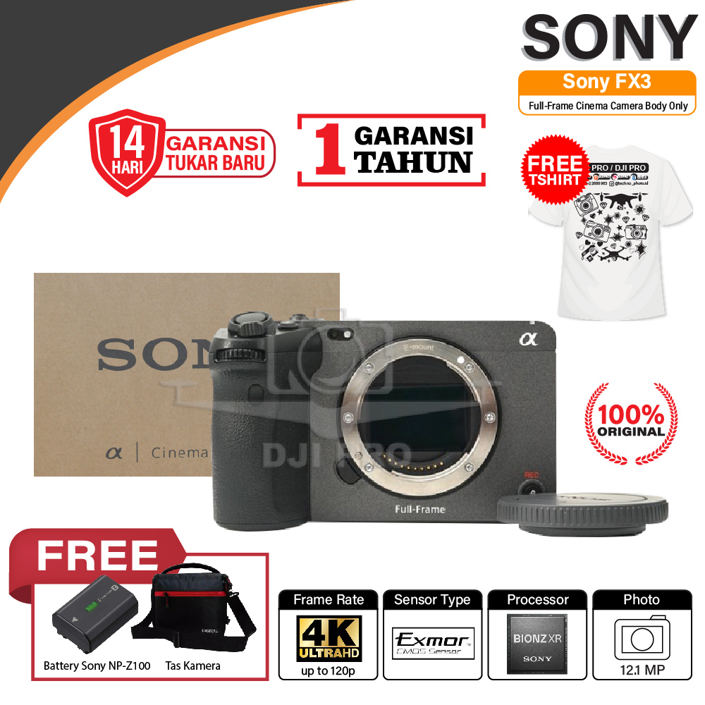 Jual Sony FX3 Full-Frame Cinema Camera Body Only BO FX-3 Garansi