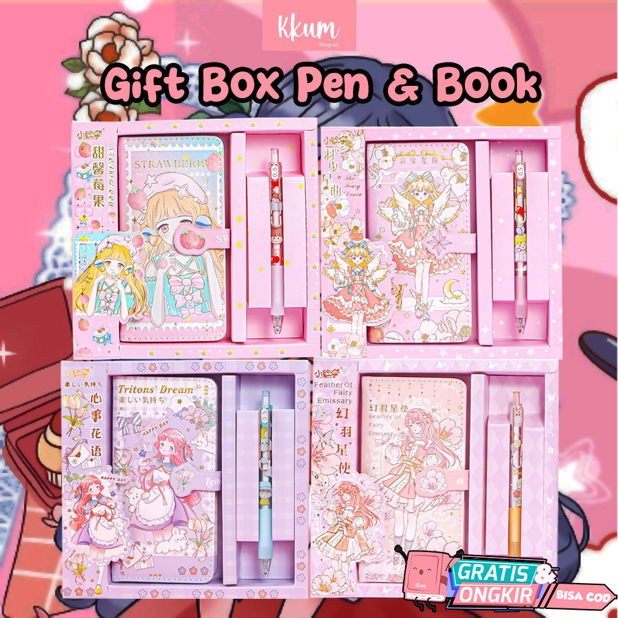 Jual 2 in 1 Journal gift set cute/ Paket Jurnal diary box set Shopee