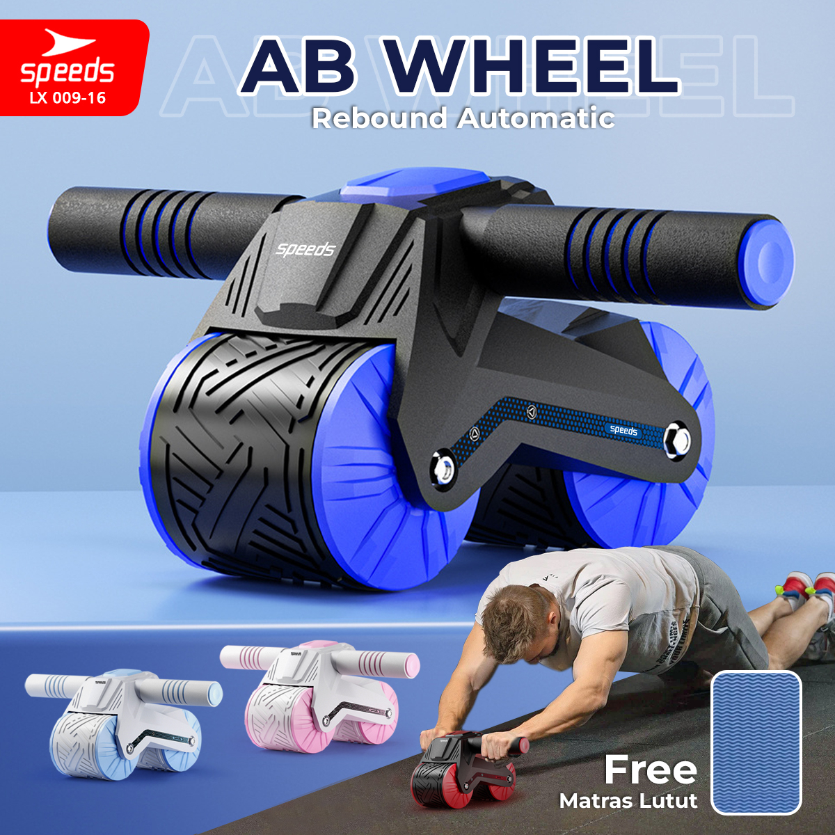 Jual SPEEDS Ab Wheel / Ab Roller Double Wheels / Abdominal Roller / Alat Push Up Stand Bar Alat