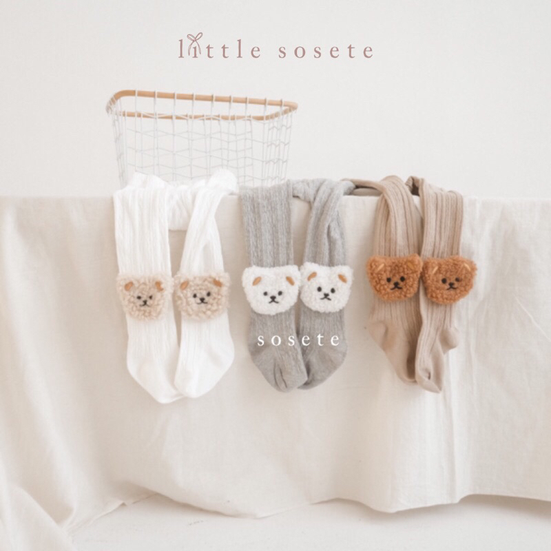 Jual Little Sosete Unisex Teddy Bear Knit Baby Stocking / Tights
