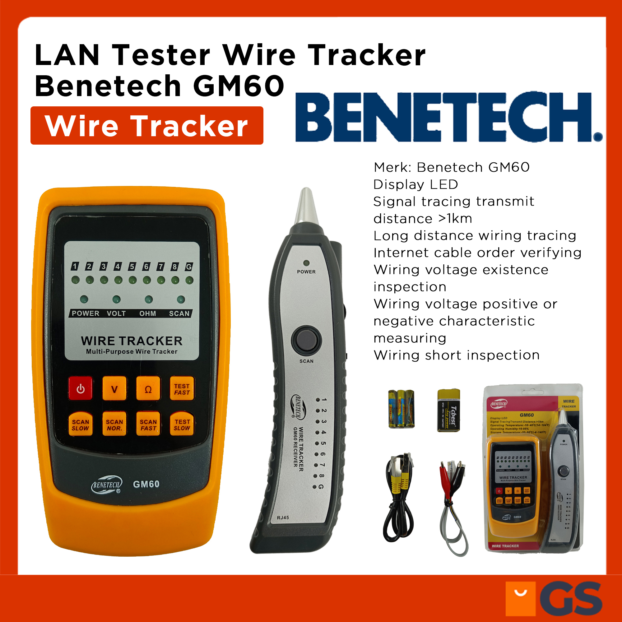 Jual LAN Tester Wire Tracker Benetech GM60 Kabel Jaringan Network ...