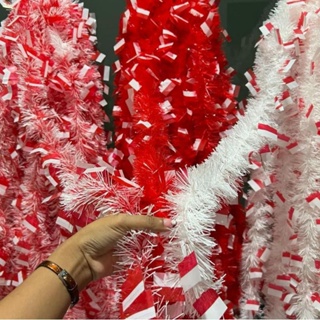 Red And White Twisted Tinsel Garland
