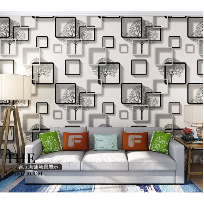 Jual Wallpaper Dinding Kotak Hitam Putih 3D 9m s/d 10m x 45cm | Shopee