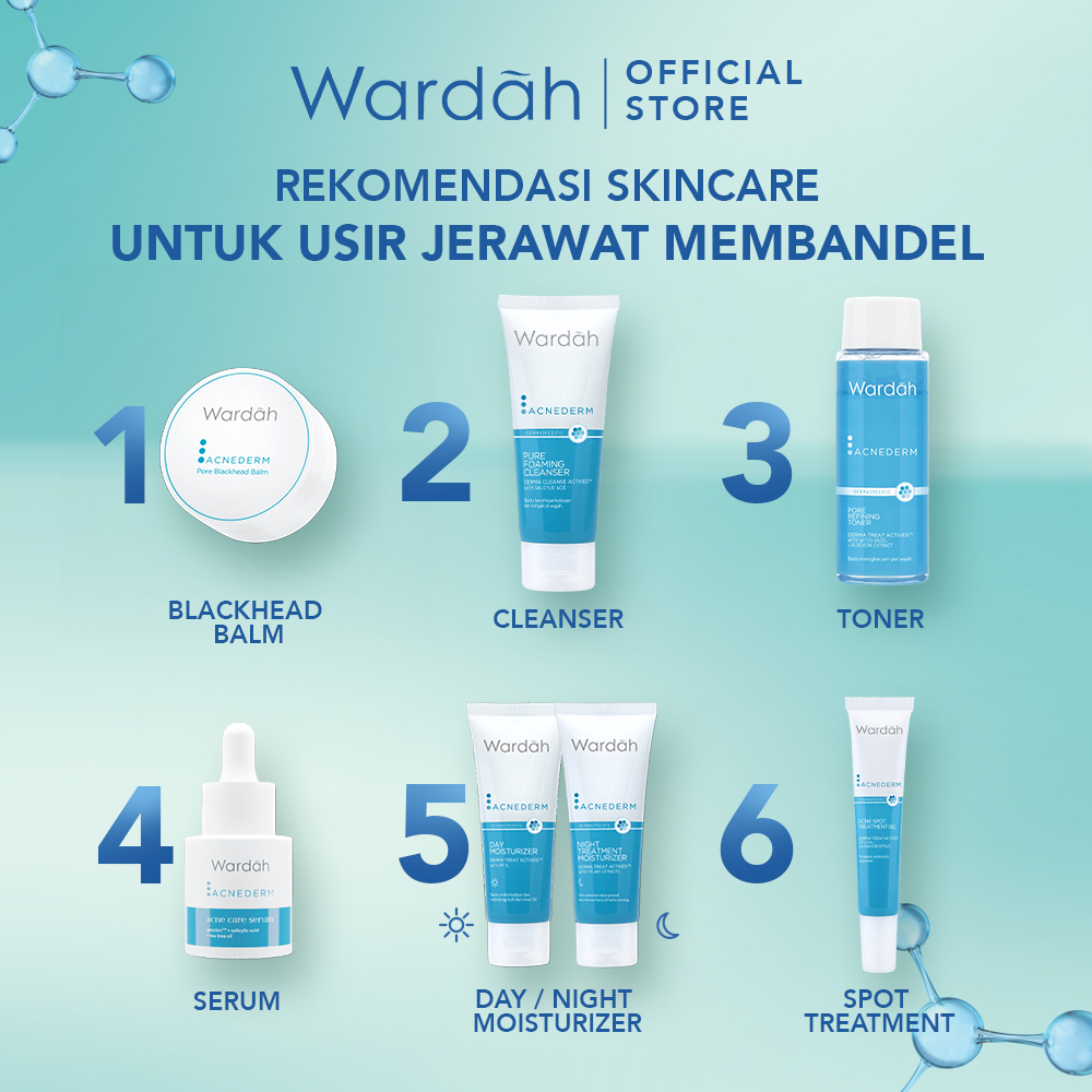 Wardah Acnederm Day Moisturizer 40 ml - Pelembab Wajah Berjerawat dengan SPF 15 - Krim Untuk Mencerahkan Kulit dan Menyamarkan Noda Bekas Jerawat