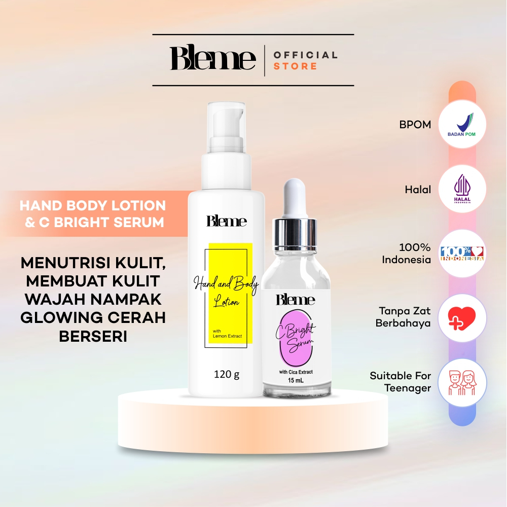 Jual Bleme Whitening Hand and Body Lotion + C Bright Glowing Serum