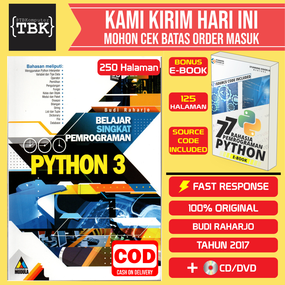 Jual BUKU BELAJAR SINGKAT PEMROGRAMAN PYTHON 3 BUDI RAHARJO | Shopee ...