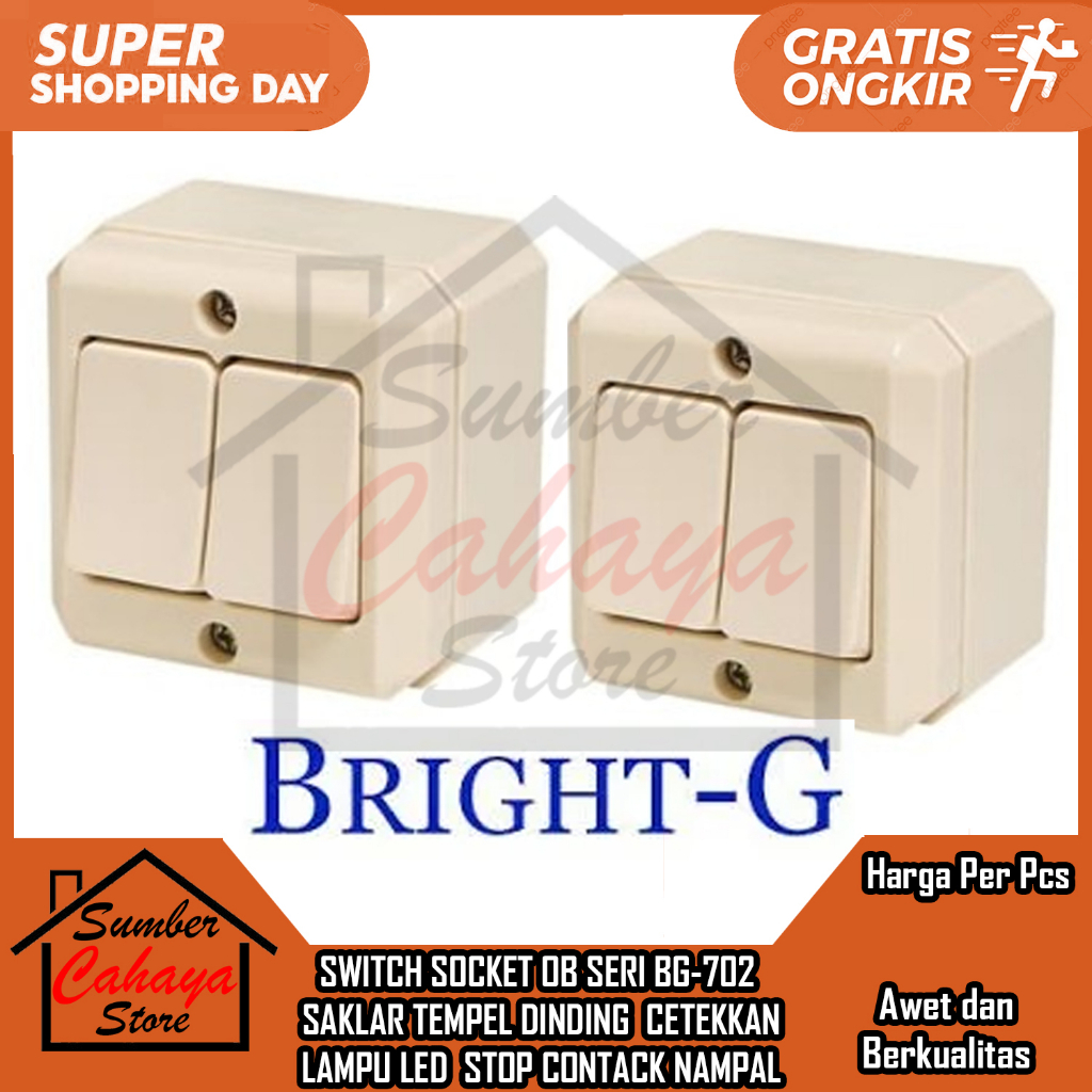 Jual SWITCH SOCKET OB SERI BG-702 SAKELAR SAKLAR TEMPEL DINDING NAMPAL ...