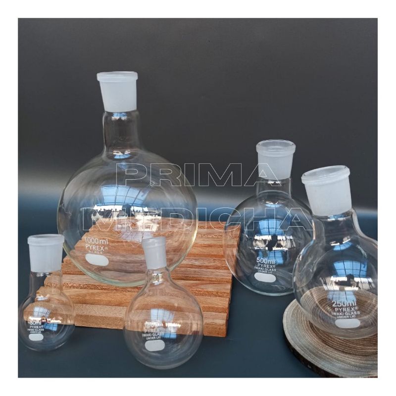 Jual PYREX Boiling Flask / Labu Alas Bulat / Labu Alas Datar Shopee