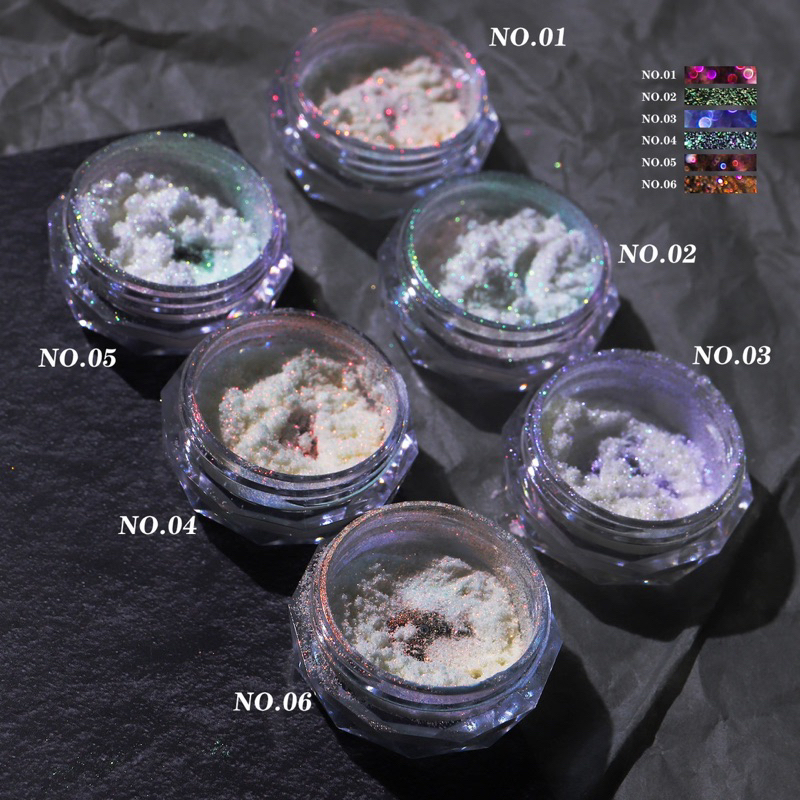 Jual Ice Muscle Multicolor Holo Glitter Mirror Aurora Neon Powders Dust ...
