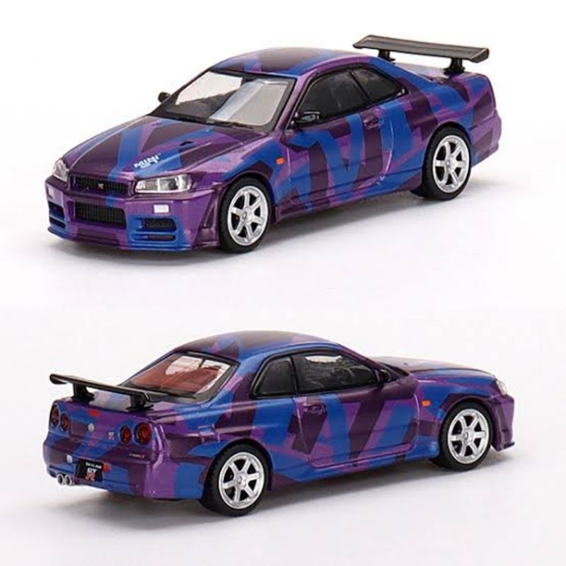 Jual Mini GT Nissan Skyline GT-R R34 Digital Camouflage Purple | Shopee ...