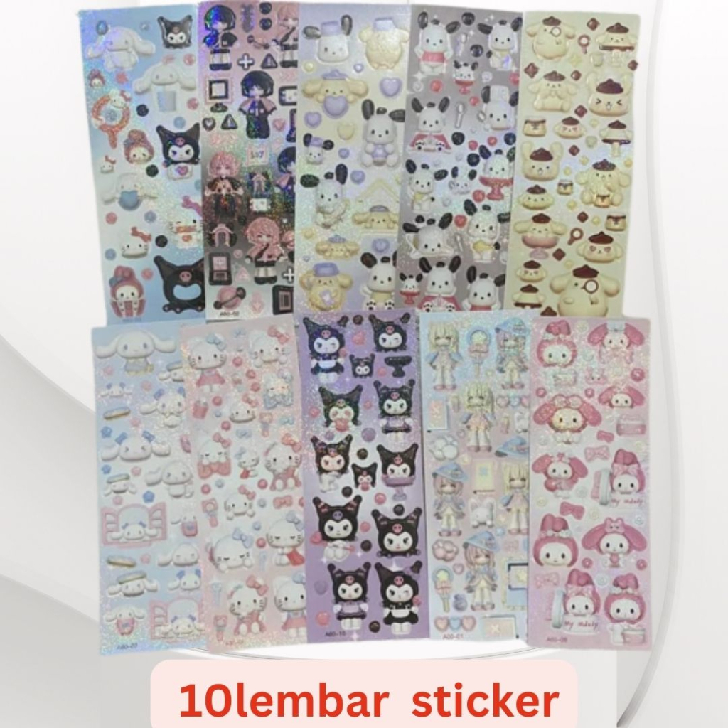 Jual Sticker PVC PET Laser | Stiker Glitter Motif Kartun Korea per 1 ...
