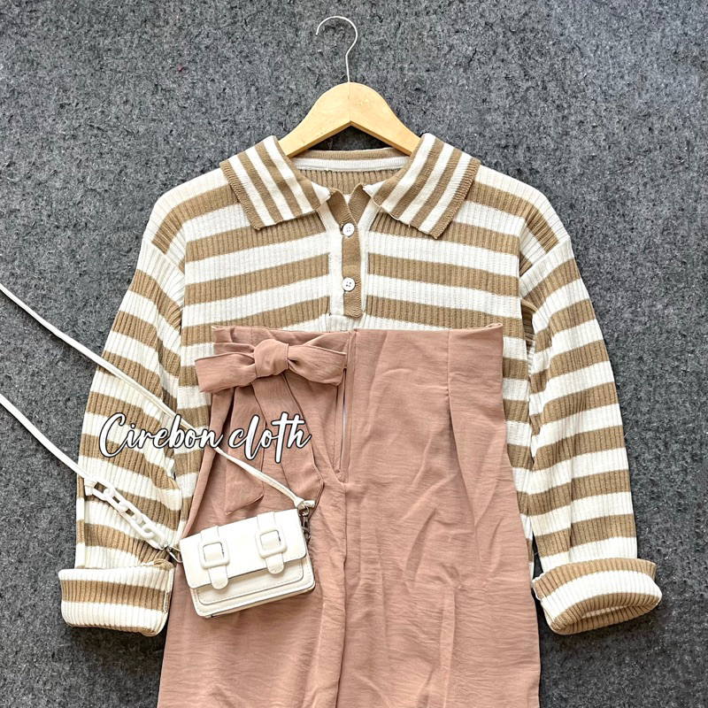 Jual Cirebon Cloth One Set Sweater Isabella One Set Rajut Wanita One Set Korean Style