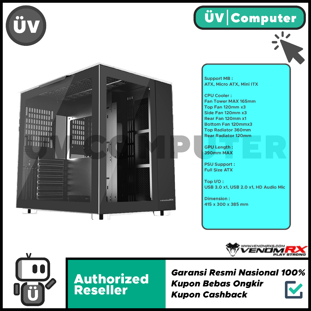 Jual Casing PC Komputer VenomRX Daemon XL Black Mid Tower ATX | Shopee ...