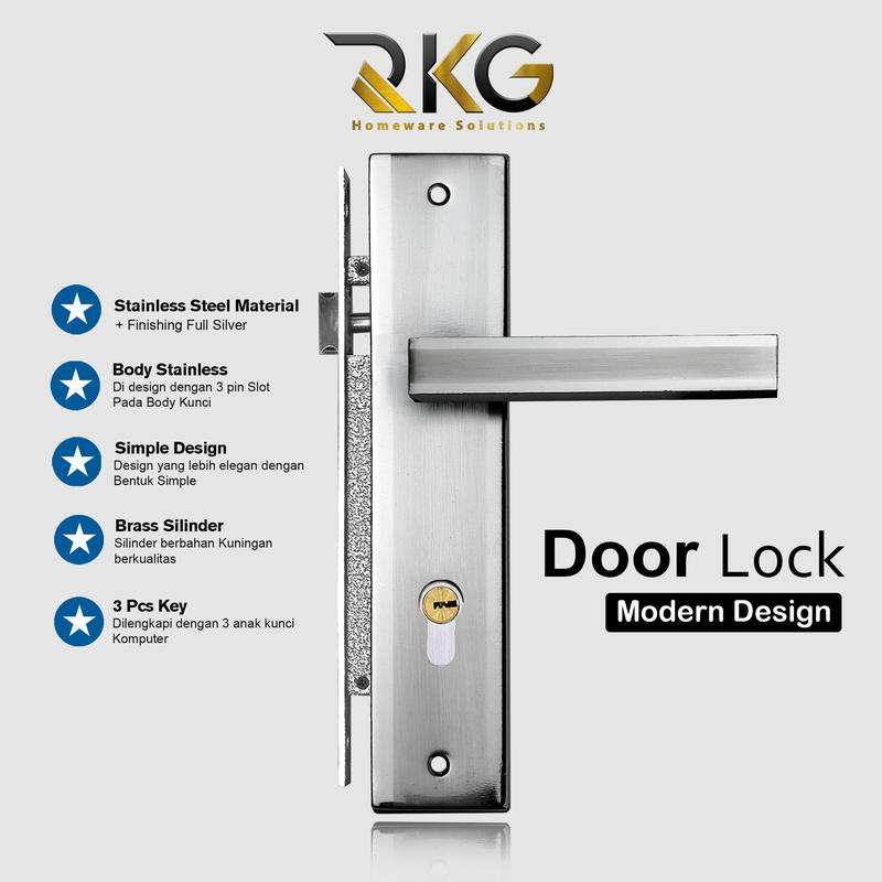 Jual Kunci Pintu Rumah BESAR Gagang Kotak Silinder Kumplit Set 25 cm l