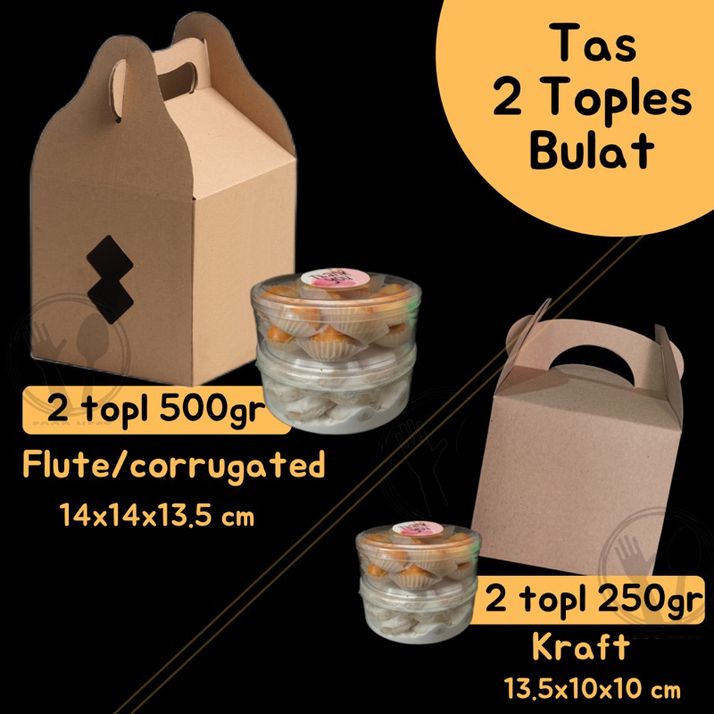 Jual Tas Toples Tas Dua Toples Bulat Gable Box Kraft Kotak Jinjing Murah Dus Kue Souvenir