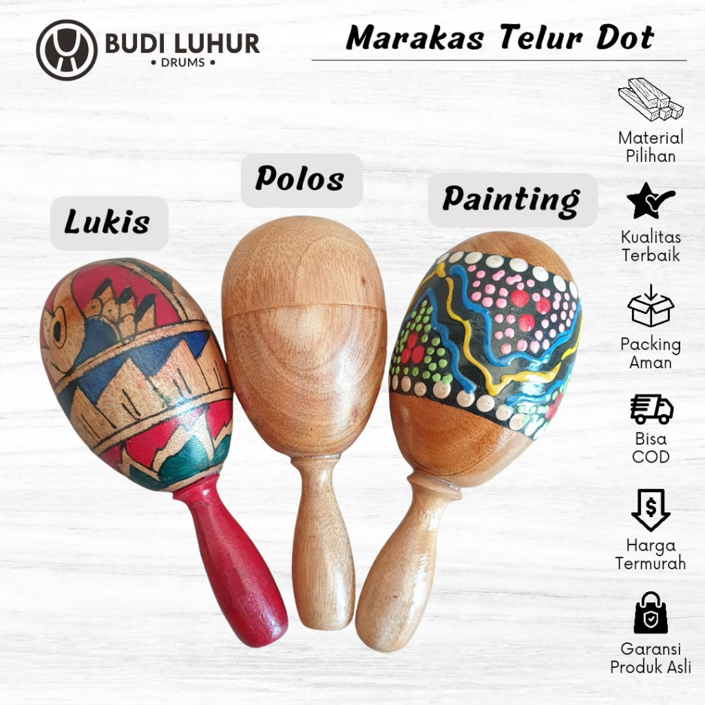 Jual Alat Musik Anak Marakas Stik Bola Jumbo Egg Shaker Bahan Kayu Icik