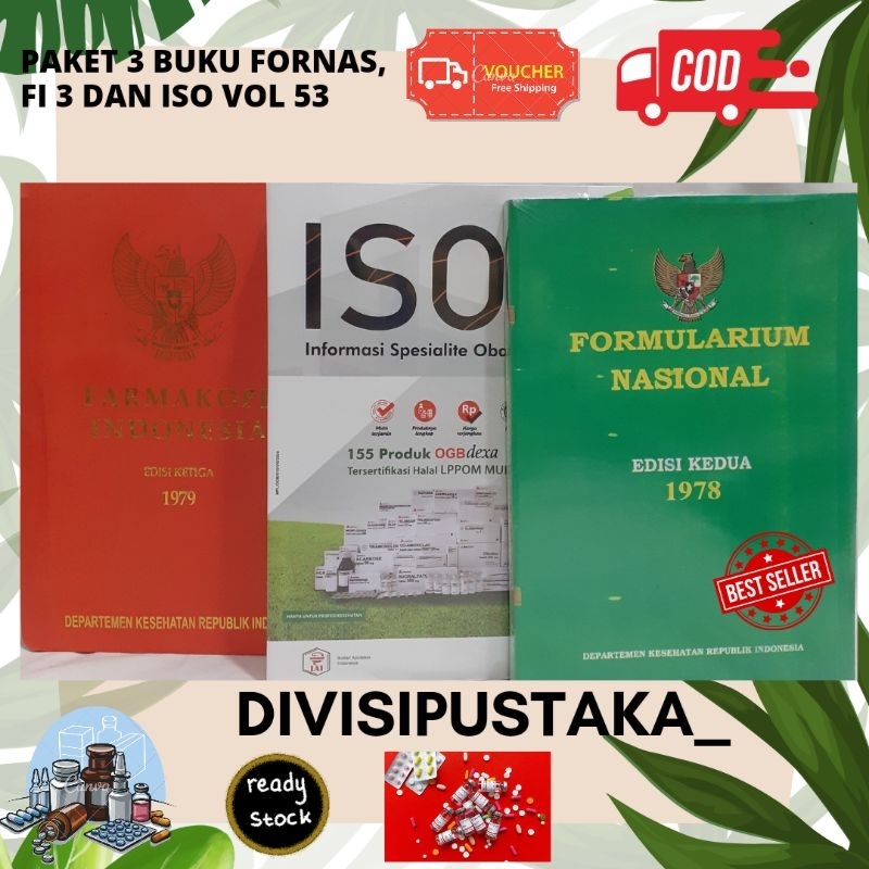 Jual Paket 3 Buku Farmasi Farmakope Indonesia Edisi 3, ISO Vol 53 Tahun ...