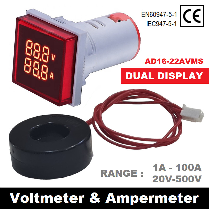 Jual Dual Volt Amper Am Meter Panel Listrik Pilot Lamp Digital Voltmeter Ac Shopee Indonesia