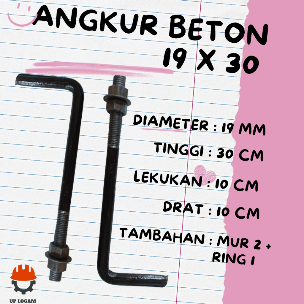 Jual Angkur Besi Beton Bubut Ukuran Diameter Besi 19 Panjang 30cm/40cm ...