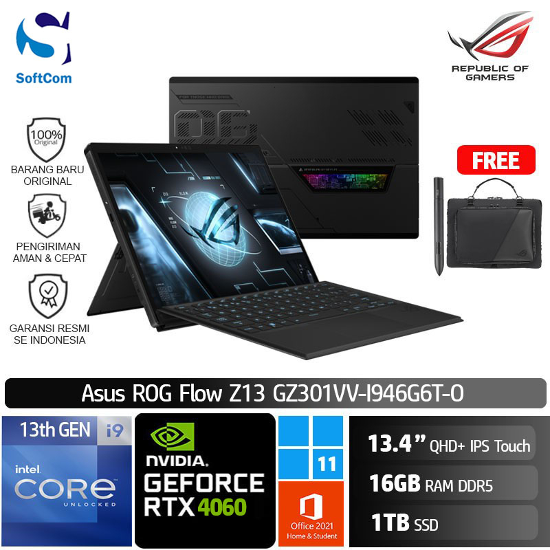 Jual Asus ROG Flow Z13 GZ301VV I946G6T I9 13900H/16GB/1TB/RTX4060 8GB