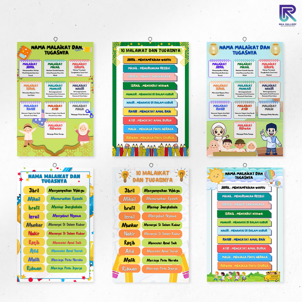 Jual RHA GALLERY Hiasan Dinding 10 Nama Malaikat Dan Tugasnya Edukasi ...