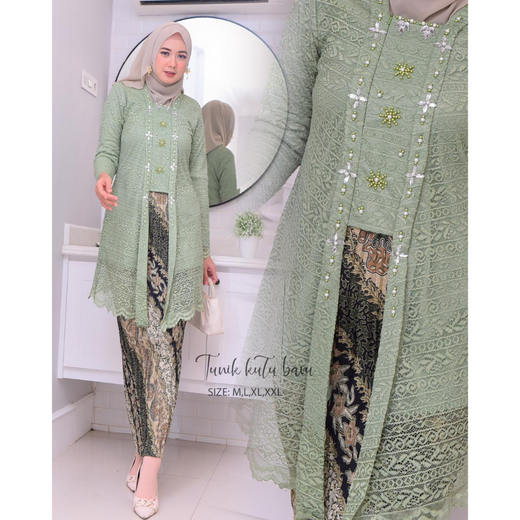 Jual Tunik Kebaya Kutu Baru Brukat Payet Bordir Kebaya Modern Baju Pesta Pernikahan Dan