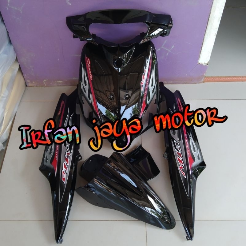 Jual Cover Body Full Halus Yamaha Mio Sporty Hitam Plus Striping