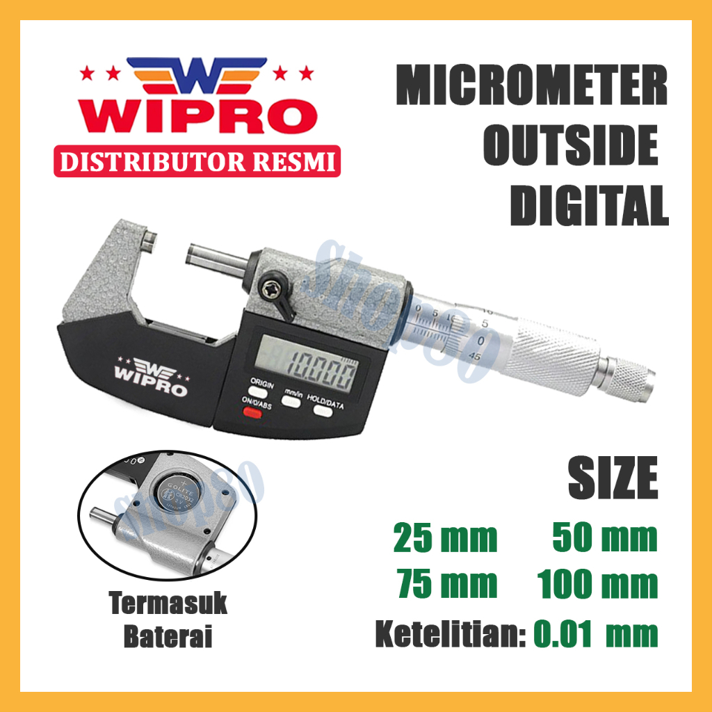 Jual Wipro Digital Micrometer Mikrometer Sekrup Outside Luar 25 50 75 ...