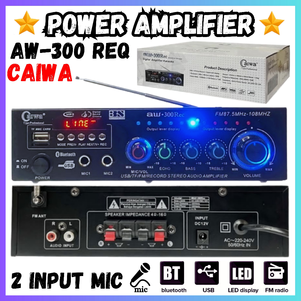 Jual Amplifier Profesional Caiwa AW300Rec Bluetooth + Dual Record