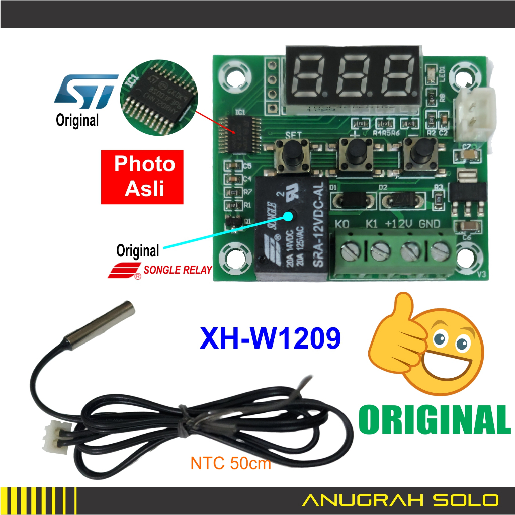 Jual Digital Thermostat Temperature Control PCB W1209 Kontrol Suhu