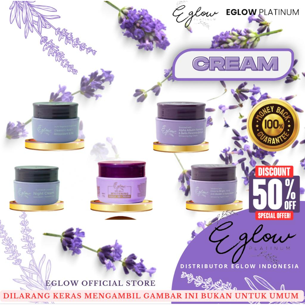 Jual CREAM EGLOW PLATINUM ALL VARIAN / WHITENING / ACNE / ULTIMATE ...