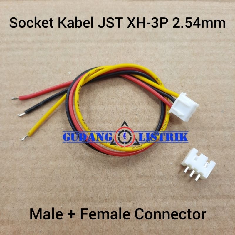 Jual Socket Kabel JST XH3P Pitch 2.54mm Cable Wire Connector Male