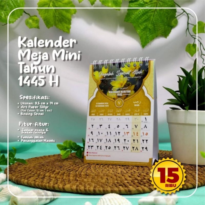 Jual Kalender Meja Mini Kmm Kalender Hijriyah Kalender Masehi Tahun 1445 H Best Seller 0901