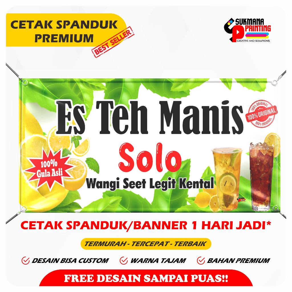 Spanduk Banner Es Teh Solo Ukuran 160 Cm X 60 Cm Laza 3613