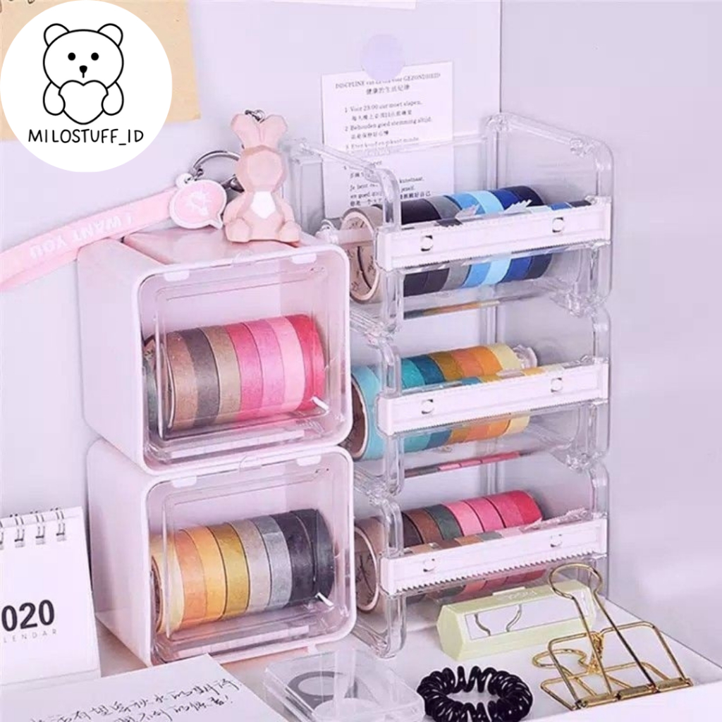 Jual [MILOSTUFF_ID] Washi tape Dispenser Cutter Holder Box Organizer