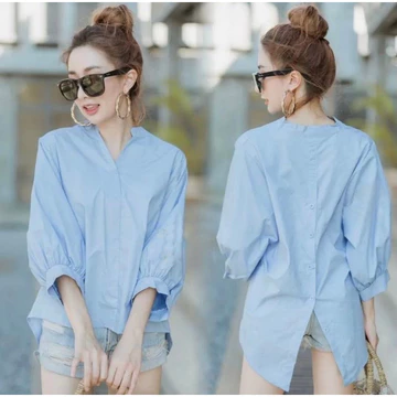 Atasan Fashion Wanita Korean Blouse Moga Blouse LD 110 Blouse Atasan Vneck Wanita