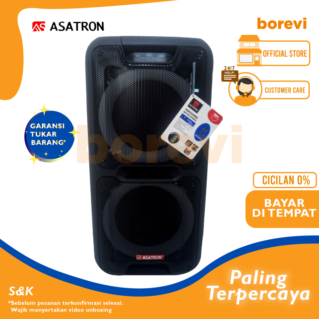 Jual ASATRON CHAMPION 2X10 INCH SPEAKER PORTABLE BLUETOOTH WIRELESS